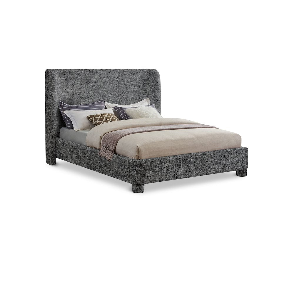 Penny Black Polyester Fabric Queen Bed