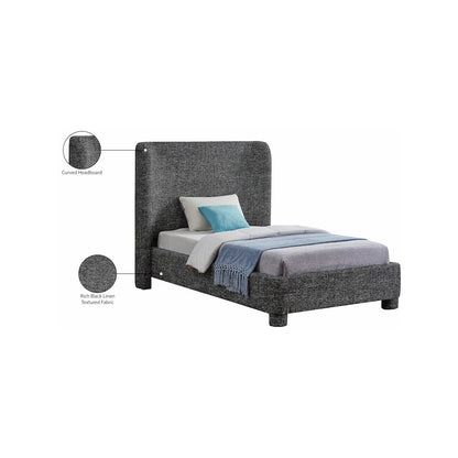 Penny Black Polyester Fabric Twin Bed