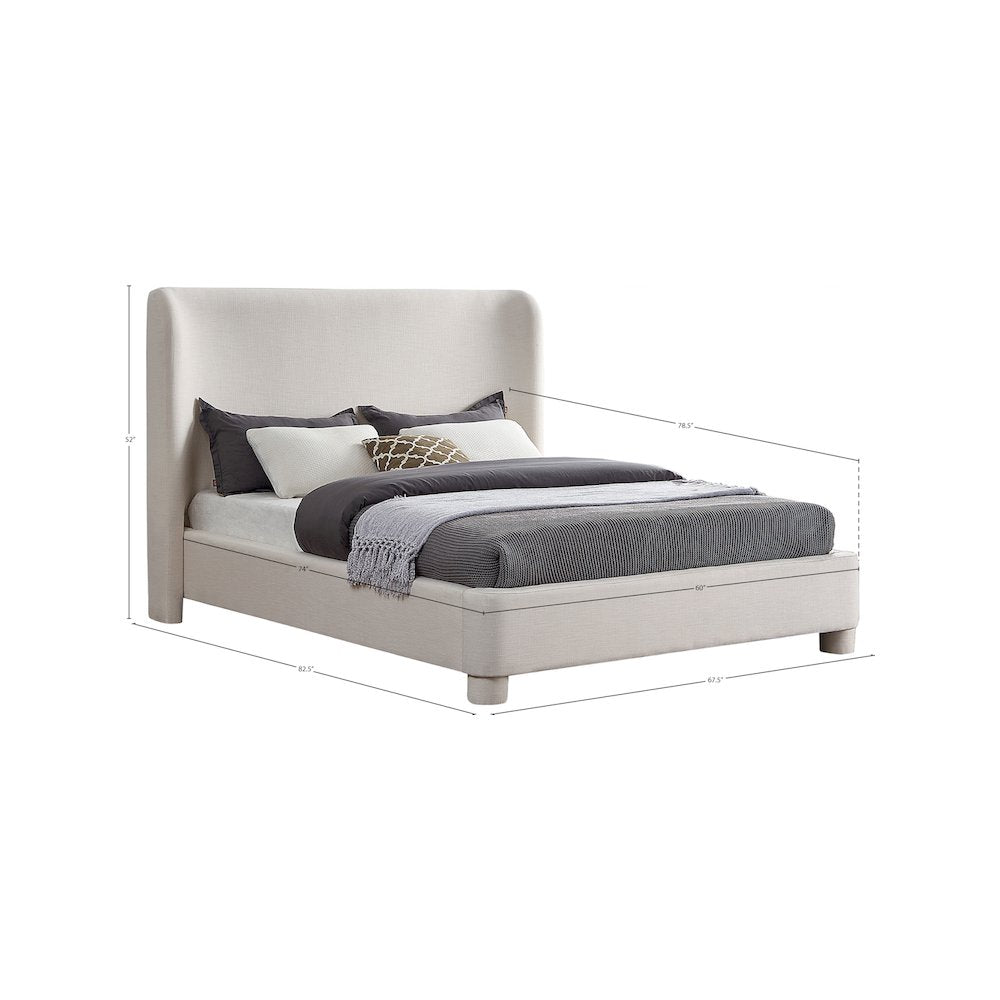 Penny Cream Linen Textured Fabric Full Bed