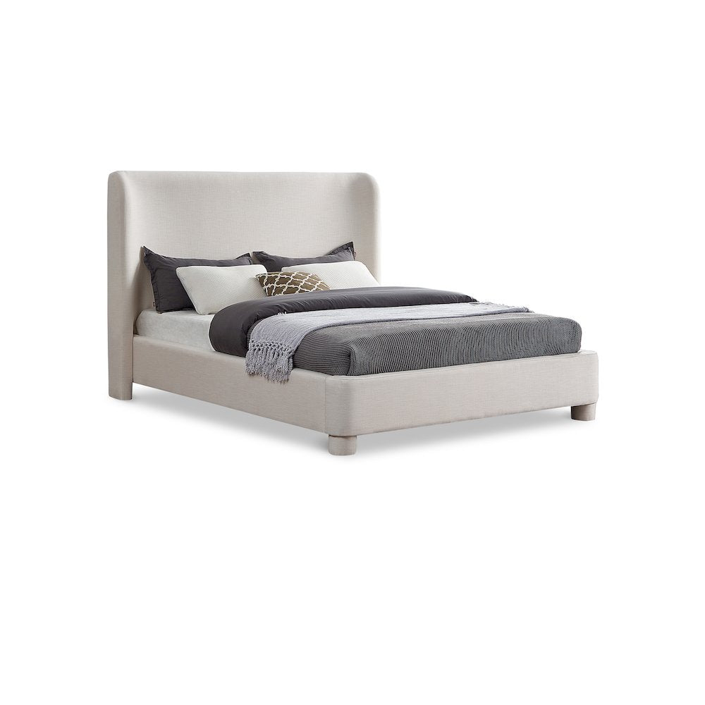 Penny Cream Linen Textured Fabric King Bed