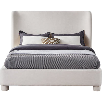 Penny Cream Linen Textured Fabric Queen Bed