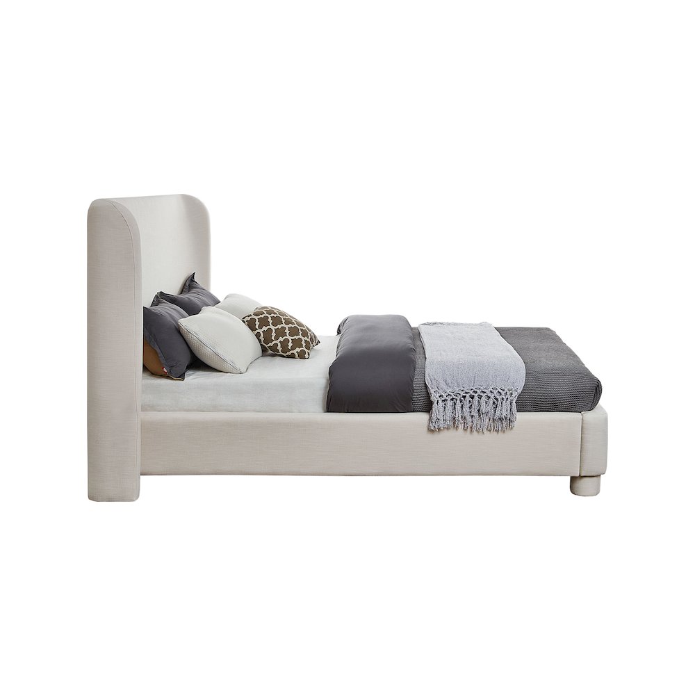 Penny Cream Linen Textured Fabric Queen Bed