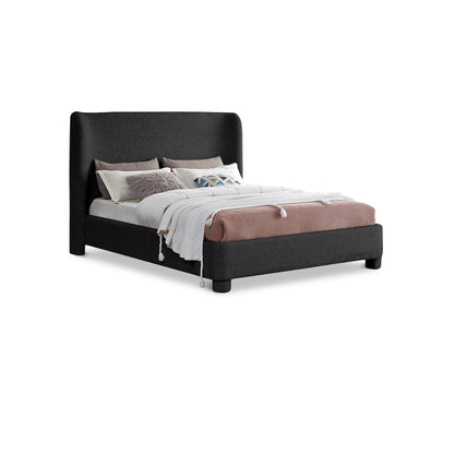 Penny Black Boucle Fabric Full Bed