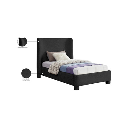 Penny Black Boucle Fabric Twin Bed