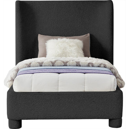 Penny Black Boucle Fabric Twin Bed
