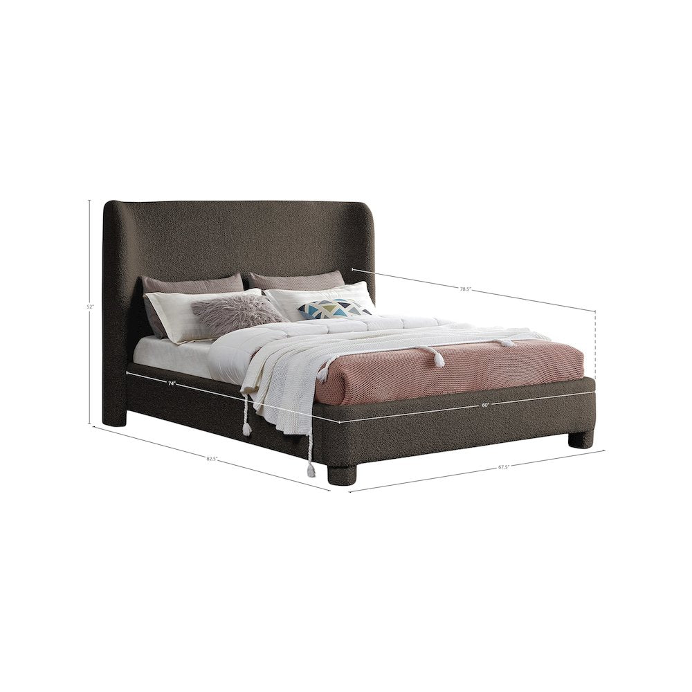 Penny Brown Boucle Fabric Full Bed