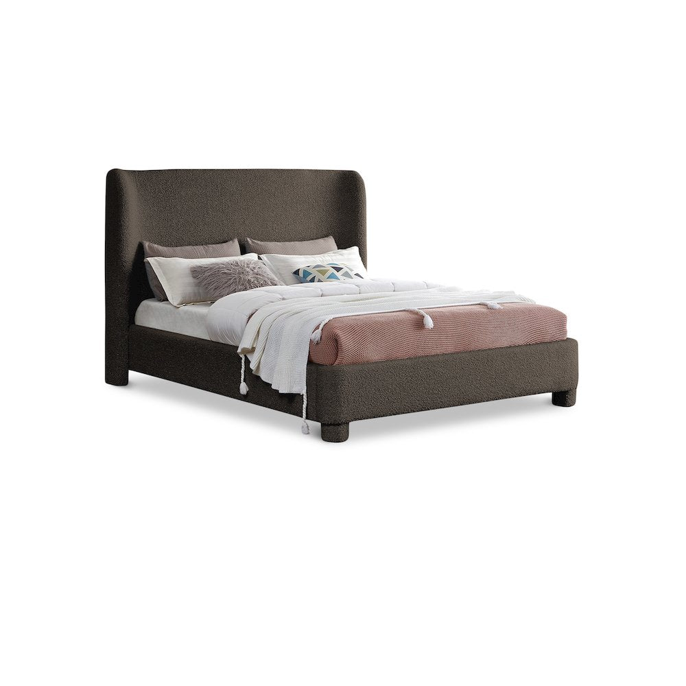 Penny Brown Boucle Fabric Full Bed