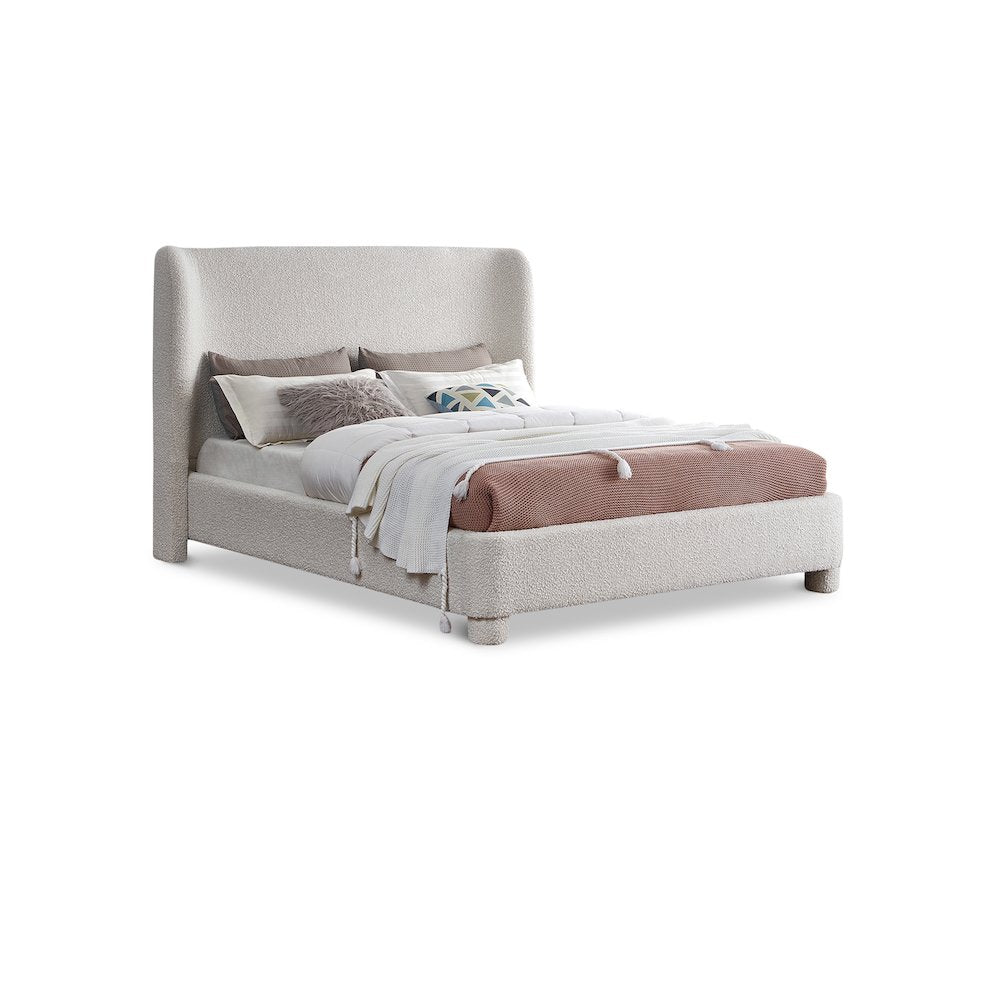 Penny Cream Boucle Fabric King Bed
