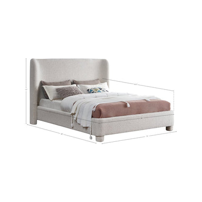 Penny Cream Boucle Fabric Queen Bed