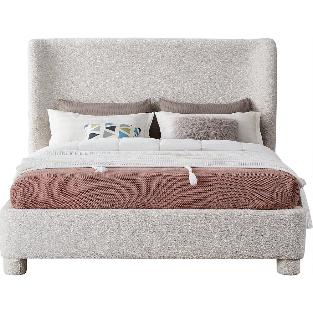 Penny Cream Boucle Fabric Queen Bed