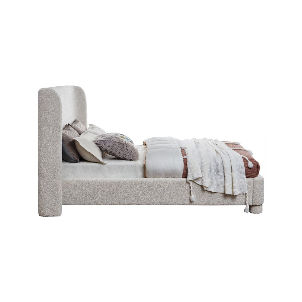 Penny Cream Boucle Fabric Queen Bed
