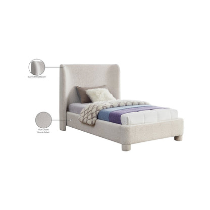 Penny Cream Boucle Fabric Twin Bed