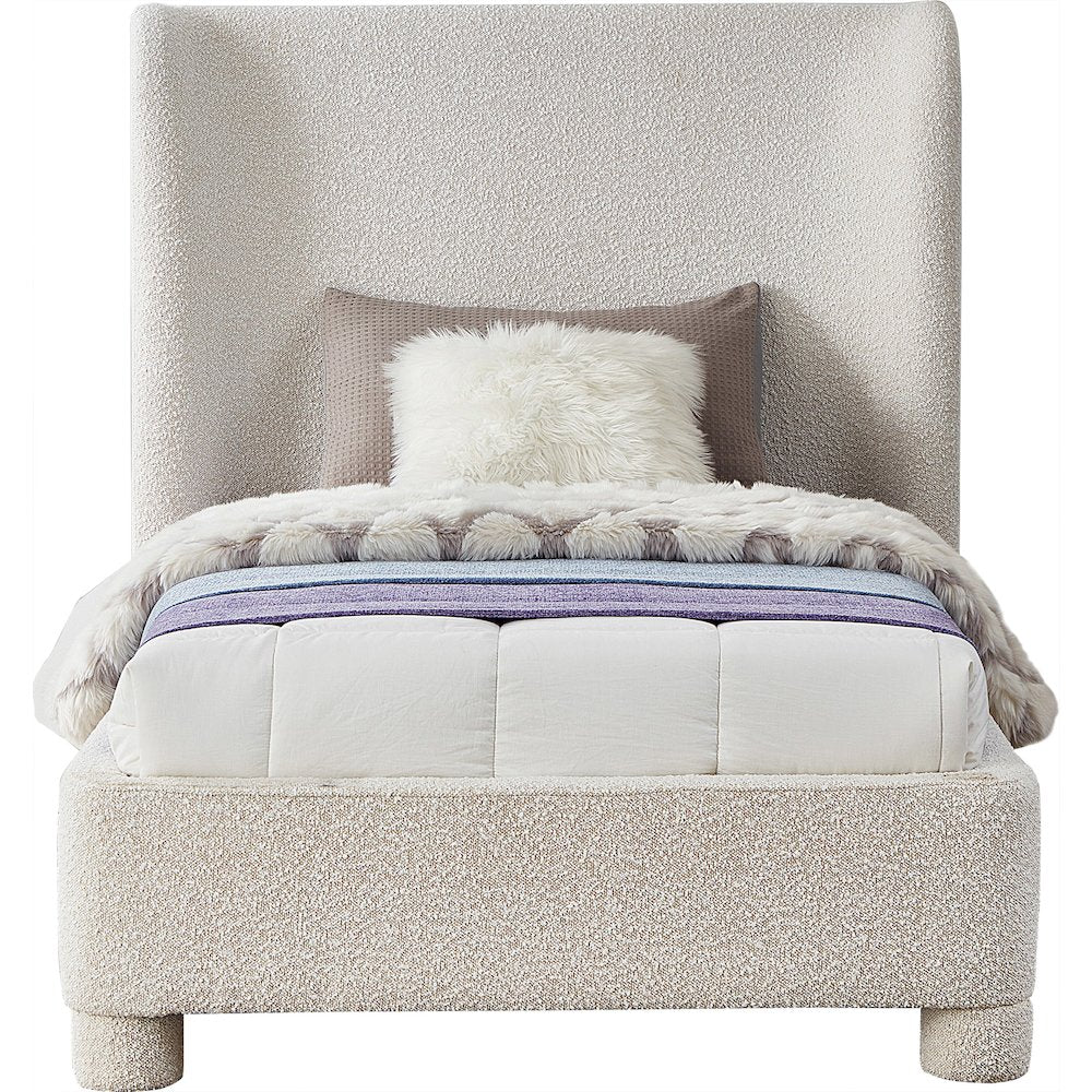 Penny Cream Boucle Fabric Twin Bed