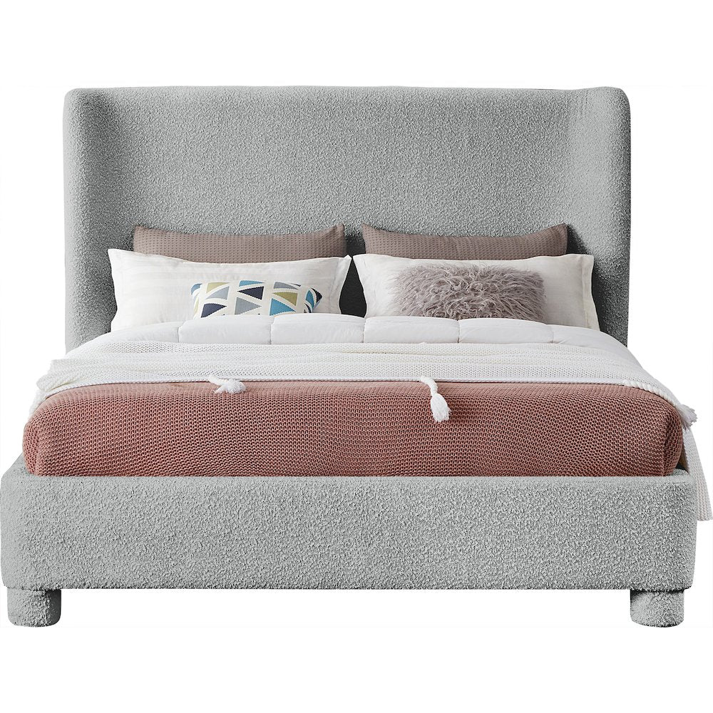 Penny Grey Boucle Fabric Full Bed