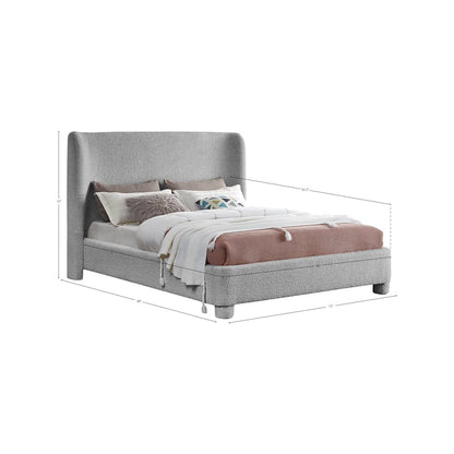 Penny Grey Boucle Fabric Queen Bed