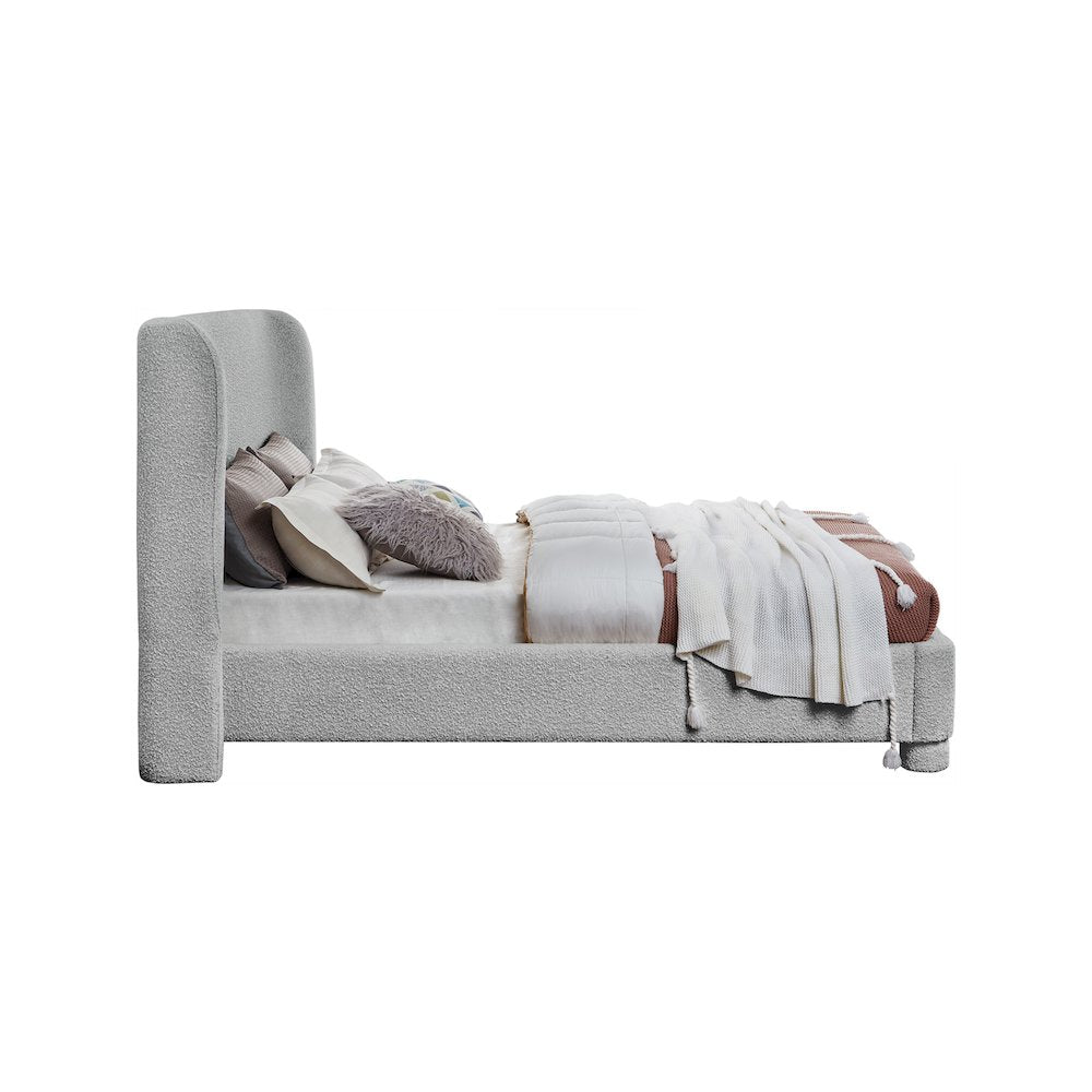 Penny Grey Boucle Fabric Queen Bed
