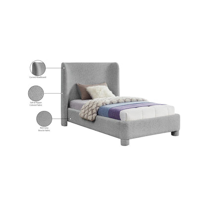 Penny Grey Boucle Fabric Twin Bed