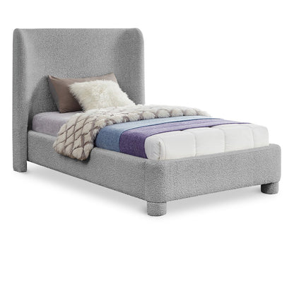 Penny Grey Boucle Fabric Twin Bed