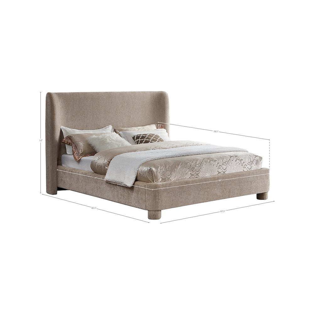 Penny Beige Chenille Fabric Full Bed