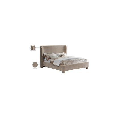 Penny Beige Chenille Fabric King Bed