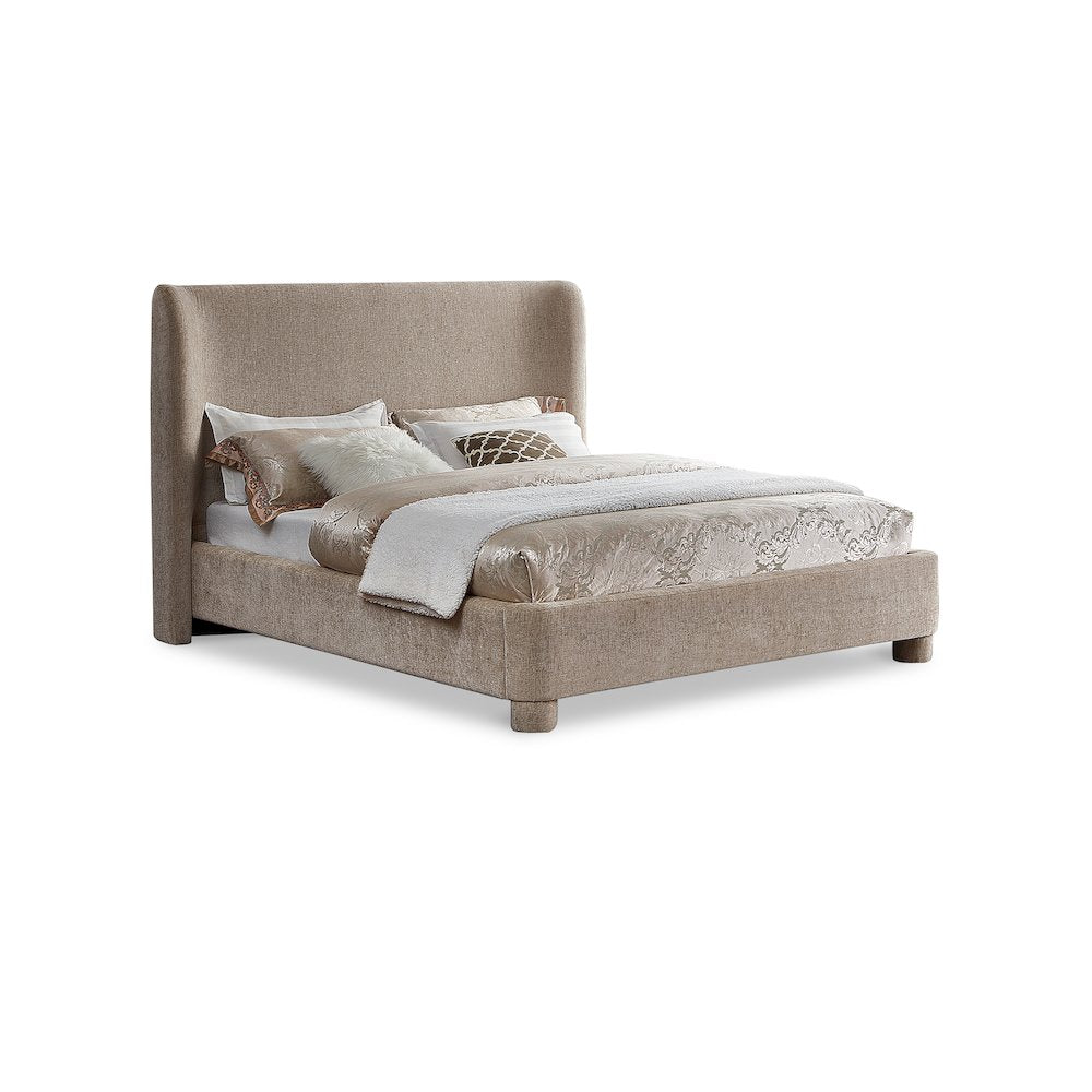 Penny Beige Chenille Fabric King Bed