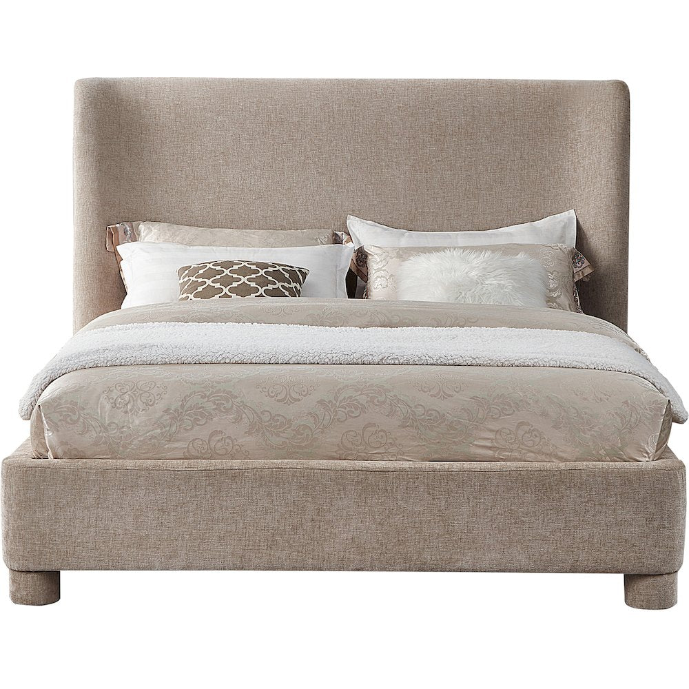 Penny Beige Chenille Fabric King Bed