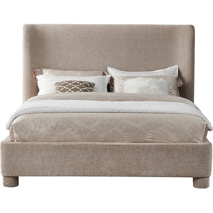 Penny Beige Chenille Fabric King Bed