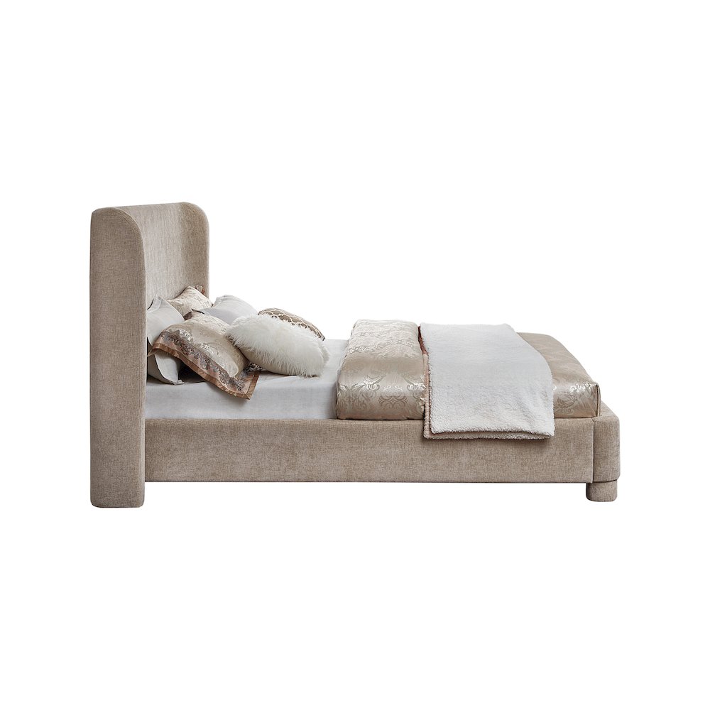 Penny Beige Chenille Fabric King Bed