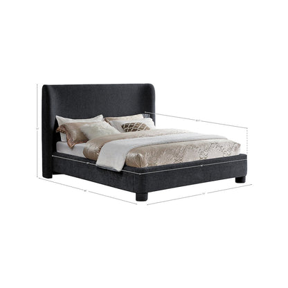 Penny Black Chenille Fabric Queen Bed