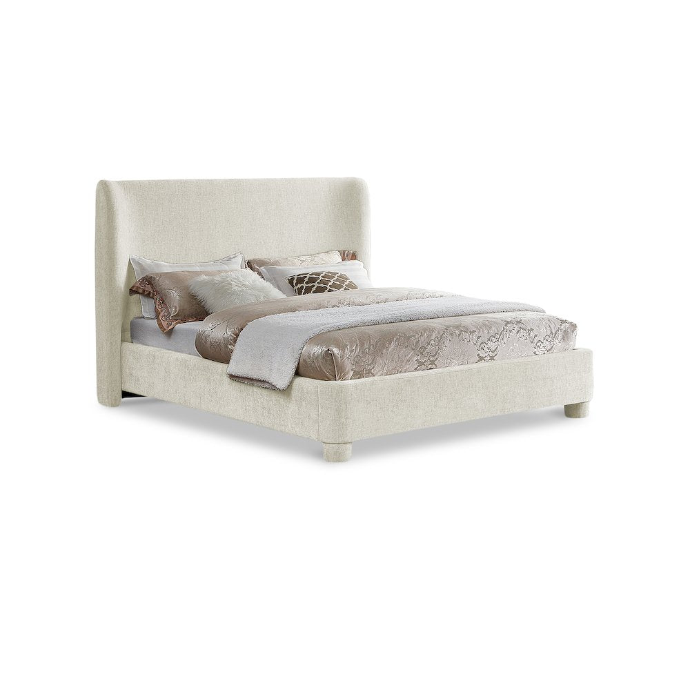 Penny Cream Chenille Fabric King Bed