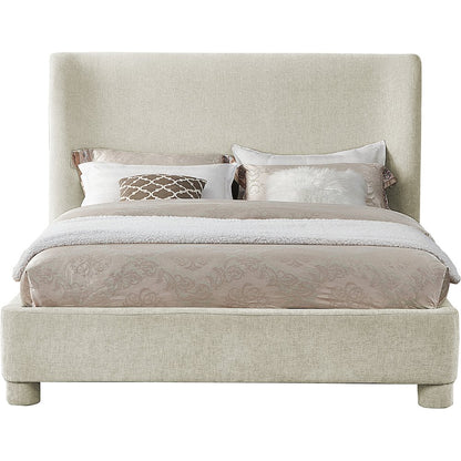 Penny Cream Chenille Fabric King Bed