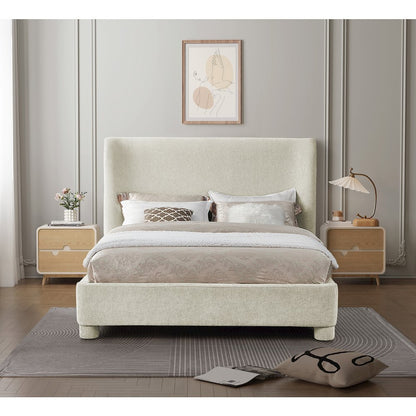 Penny Cream Chenille Fabric King Bed