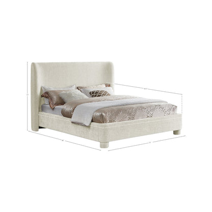 Penny Cream Chenille Fabric Queen Bed