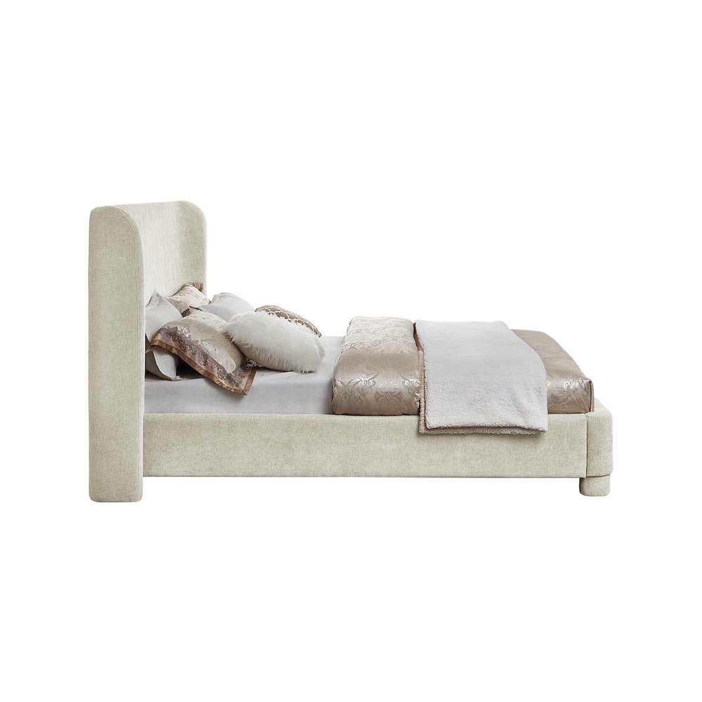 Penny Cream Chenille Fabric Queen Bed