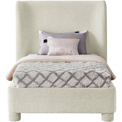 Penny Cream Chenille Fabric Twin Bed