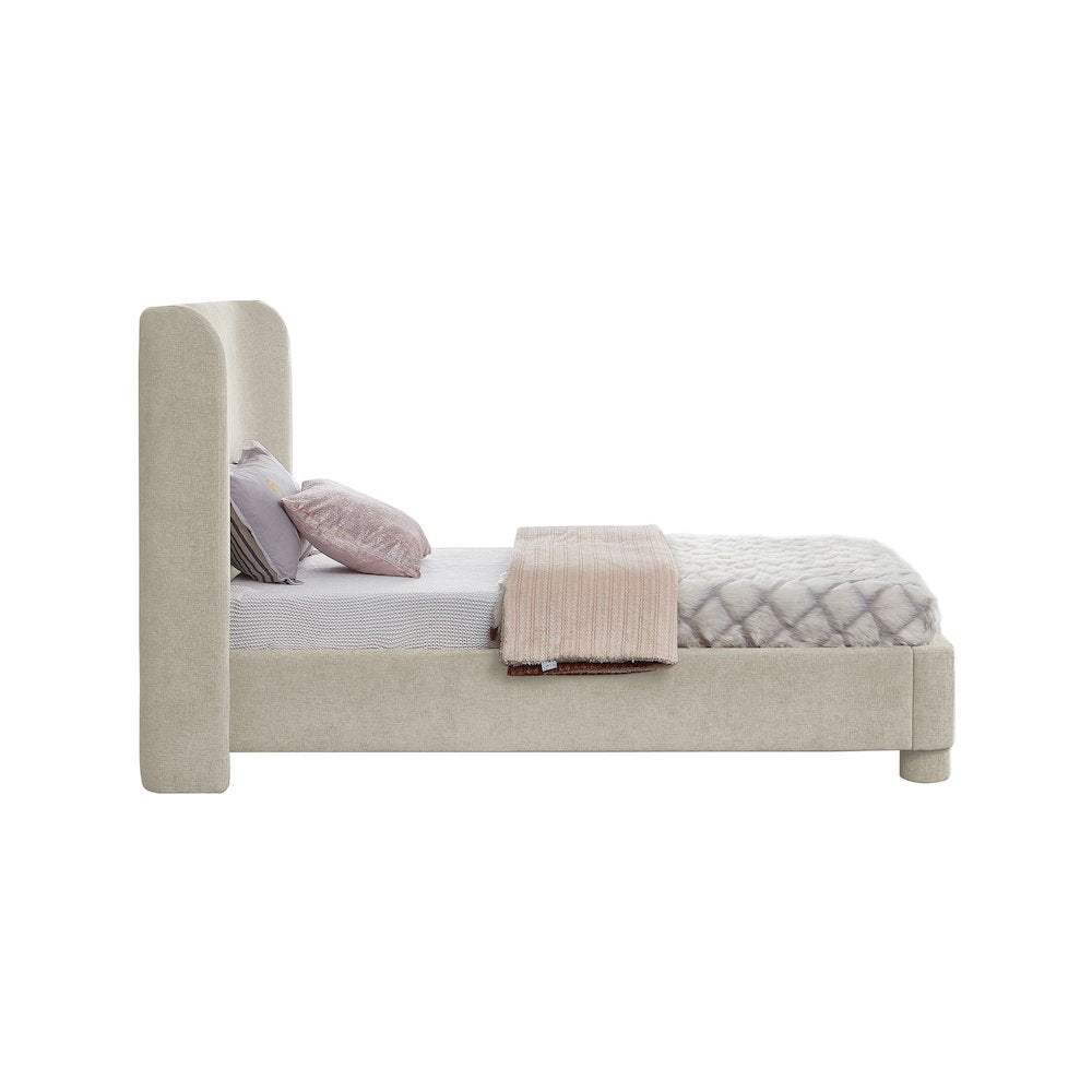 Penny Cream Chenille Fabric Twin Bed
