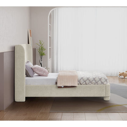 Penny Cream Chenille Fabric Twin Bed