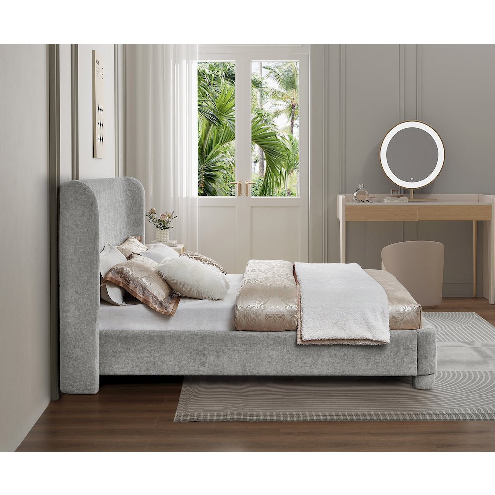 Penny Light Grey Chenille Fabric Full Bed