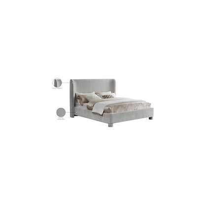 Penny Light Grey Chenille Fabric King Bed