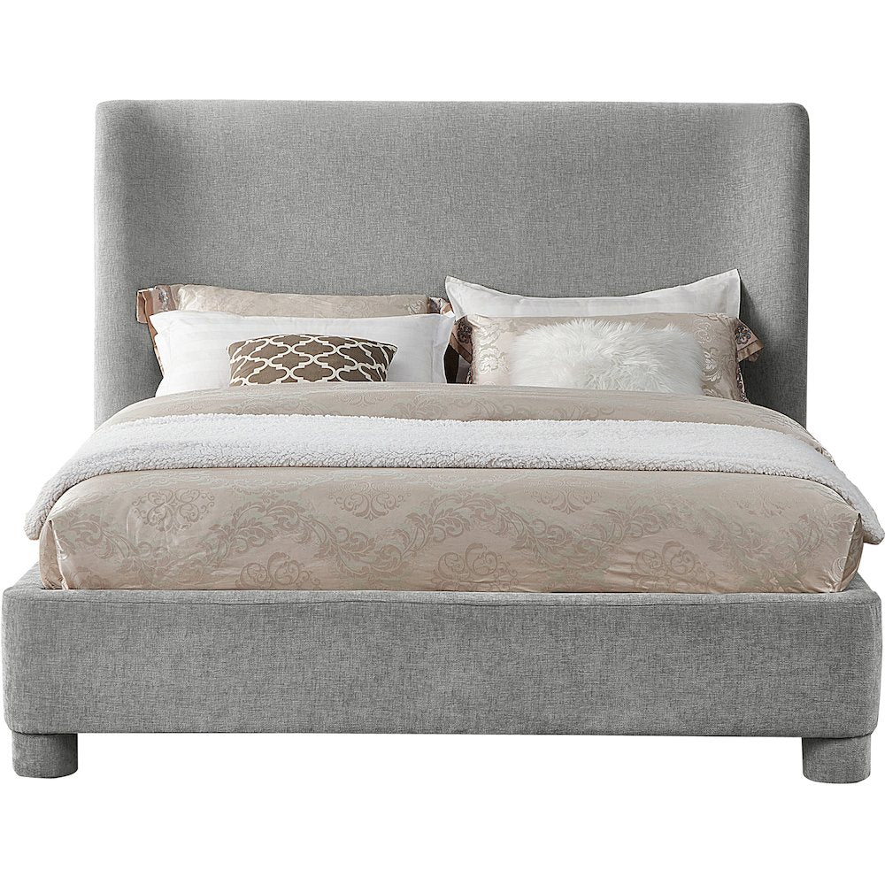 Penny Light Grey Chenille Fabric King Bed