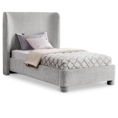 Penny Light Grey Chenille Fabric Twin Bed