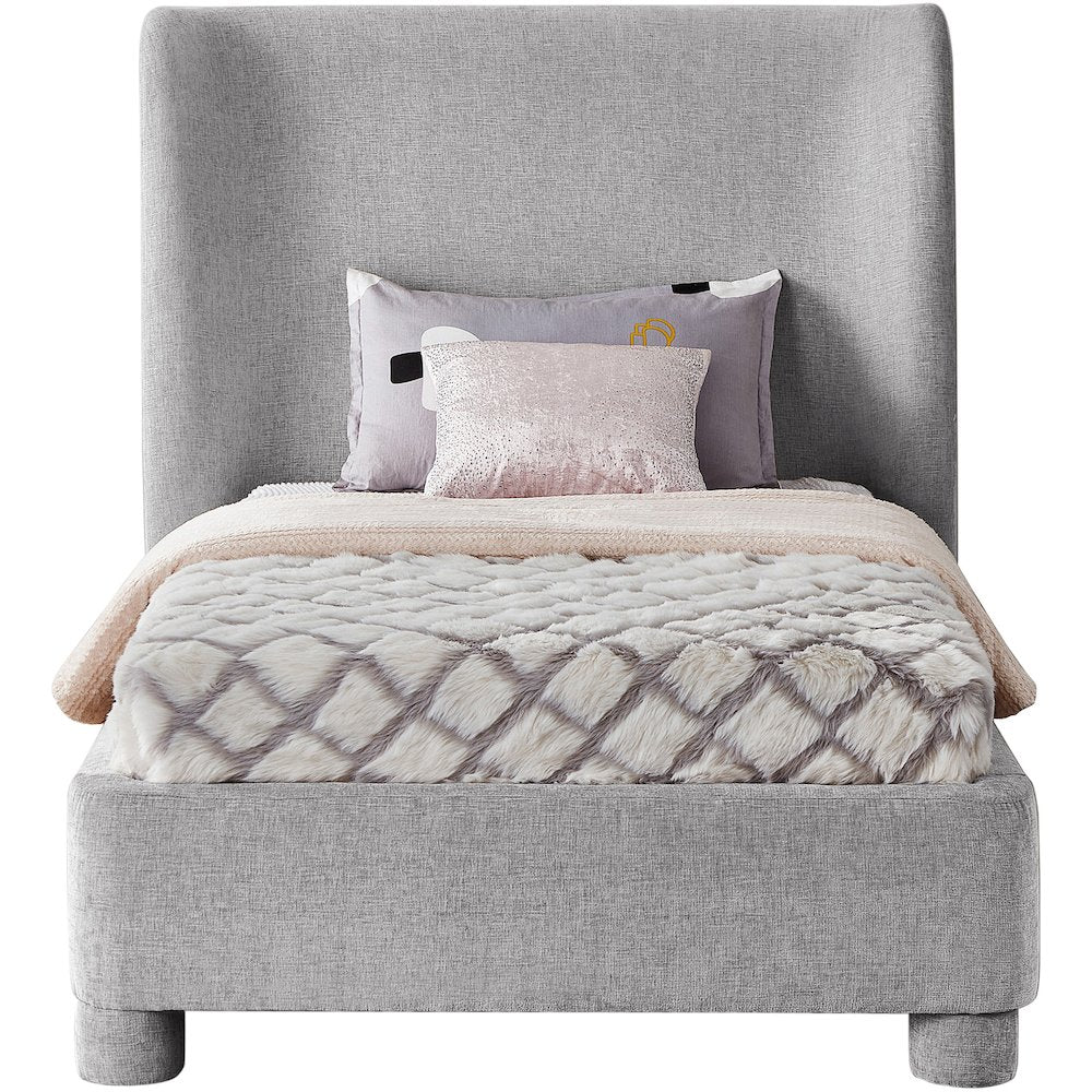 Penny Light Grey Chenille Fabric Twin Bed