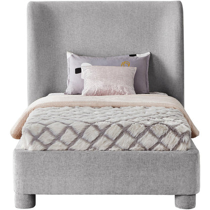 Penny Light Grey Chenille Fabric Twin Bed