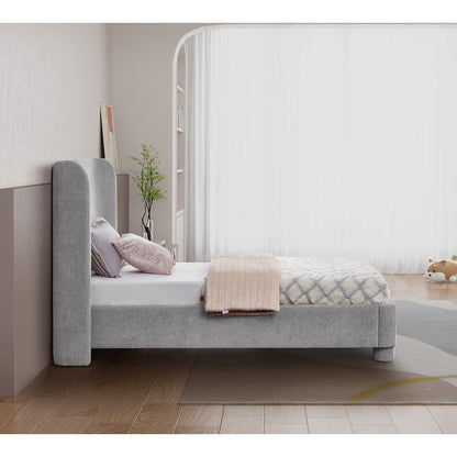 Penny Light Grey Chenille Fabric Twin Bed