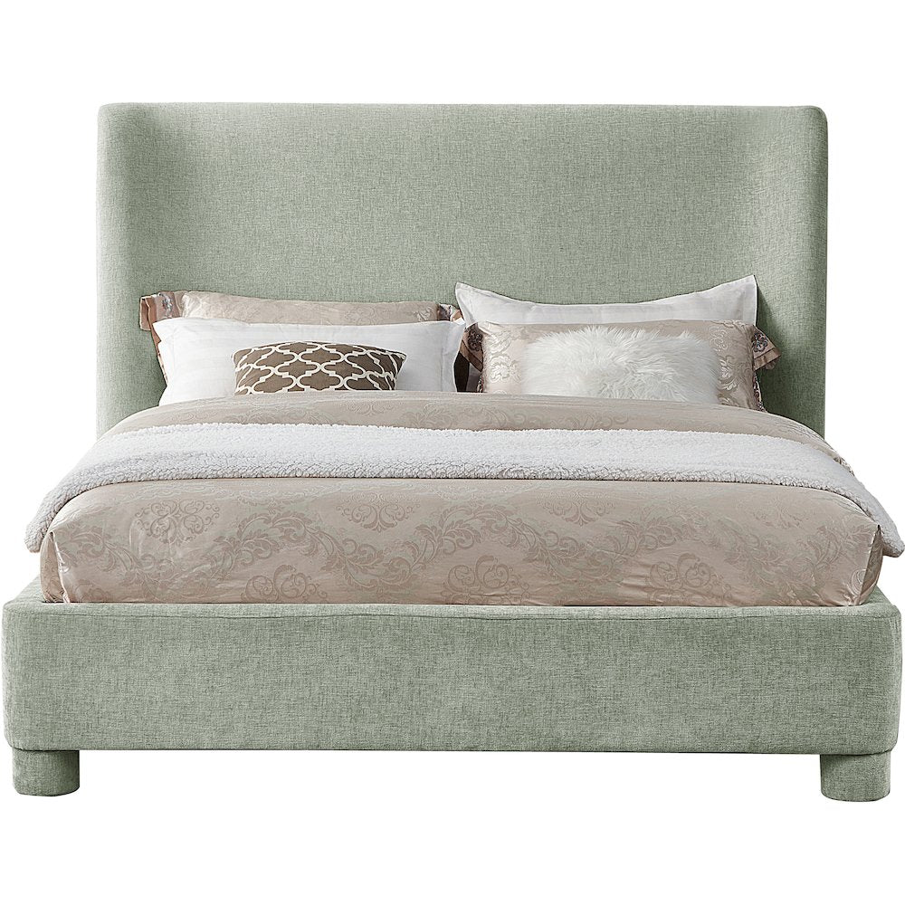 Penny Mint Green Chenille Fabric Full Bed