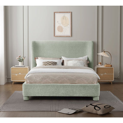 Penny Mint Green Chenille Fabric Full Bed