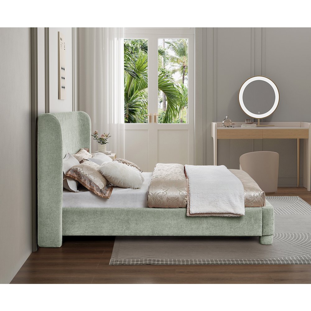 Penny Mint Green Chenille Fabric Full Bed