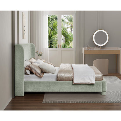 Penny Mint Green Chenille Fabric Full Bed