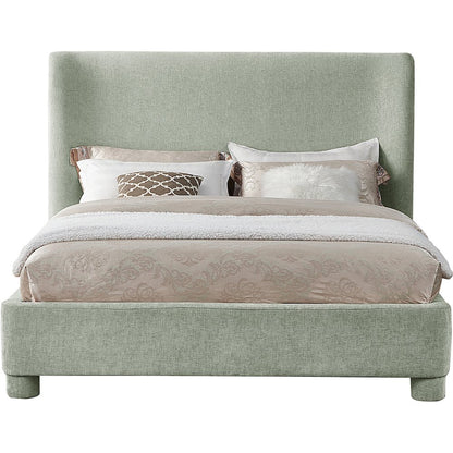 Penny Mint Green Chenille Fabric King Bed