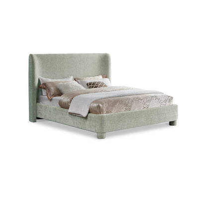 Penny Mint Green Chenille Fabric Queen Bed